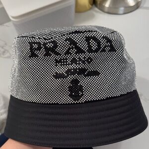 Prada Silver and Black Embellished Bucket Hat
